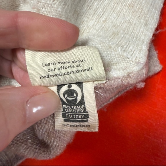 MADEWELL COLOR BLOCK SHADES OF BROWN HIGH NECK LONG SLEEVE SWEATER - Picture 4 of 6